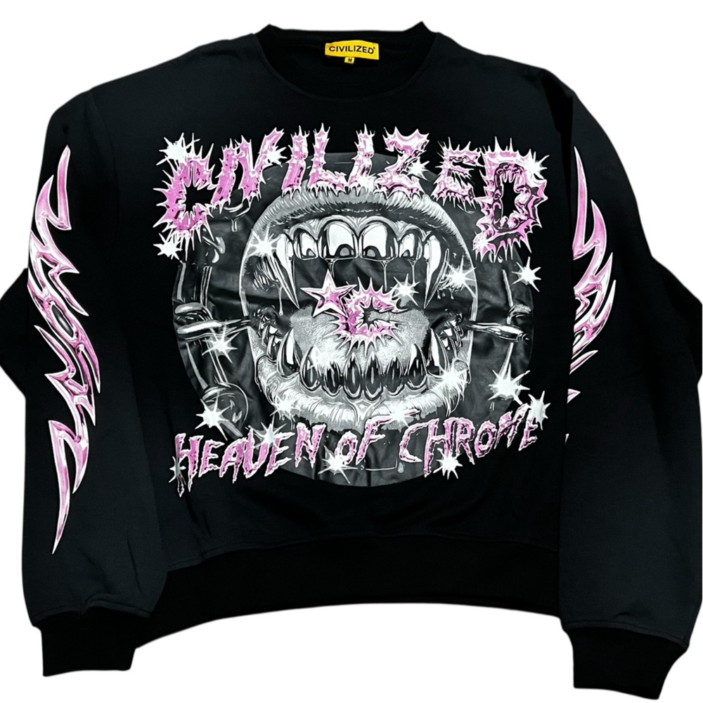 Civilized Heaven of Chrome men’s crewneck sweater sweatshirt faded‎ black medium